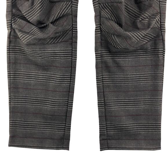 BYE Womens Size M Pants Plaid Floral Applique Stretch Brown Made in Italy - Picture 4 of 12